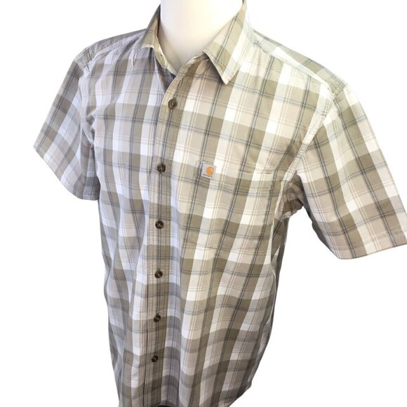 Carhartt Relaxed Fit Lot of 2 Plaid Short Sleeve Shirt Sz L Button Front Pocket - Picture 7 of 15